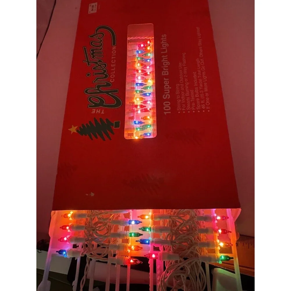 Vintage The Christmas Collection 100 Super Bright Lights Multi Bulb Wire